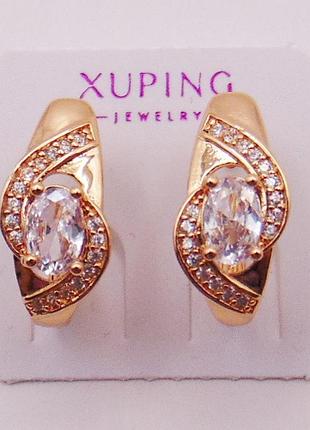 Сережки медсплав із фіанітами xuping 16х8 мм xp197