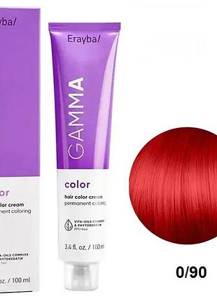 Перманентная краска для волос erayba gamma color cream 0/90 красный микстон 100 мл