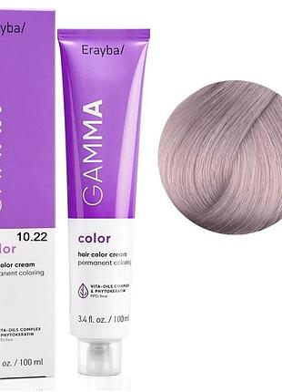 Перманентная краска для волос erayba gamma color cream 10/22 интенсивный супер светлый коричневый блонд 100 мл