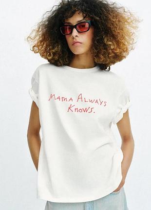 Футболка жіноча біла з принтом zara new