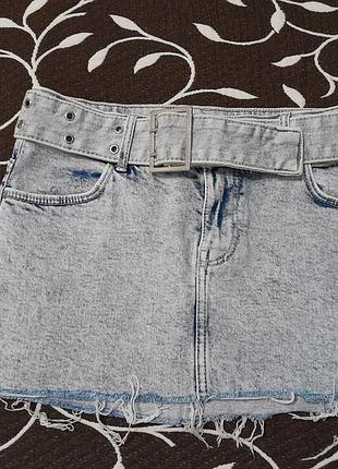 Спідниця джинсова міні з поясом, розмір xs, фірми bershka