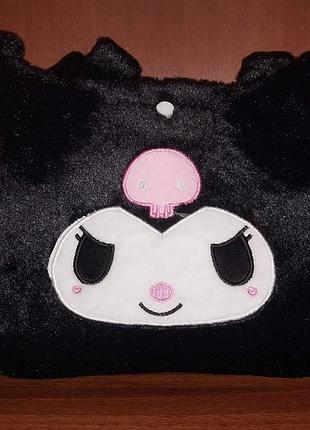 Сумка плюшева пухнаста жіноча дитяча куромі kuromi куроми санріо sanrio чорна біла сумочка чорно-біла для дівчини дівчинки дівчині дівчинці сумки