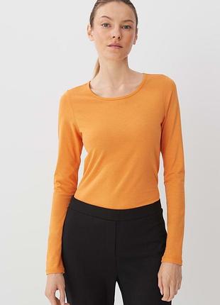 Slim fit топ з довгими рукавами яскраво помаранчевий