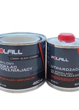 Грунт акриловий 5:1 2k hs чорний 400мл+80мл затв. polfill