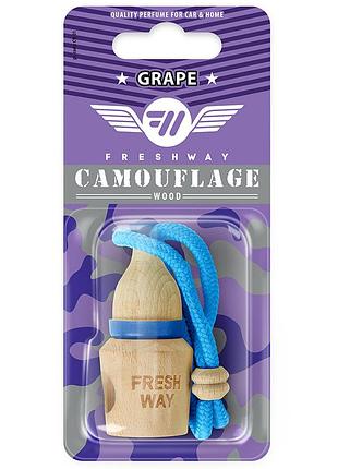 Ароматизатор для авто пробка "camouflage wood" grape (виноград) 5мл freshway