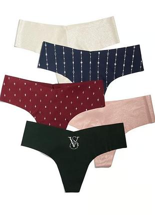 Новый набор бесшовных трусиков 5 шт victoria ́s secret оригинал из сша размер м