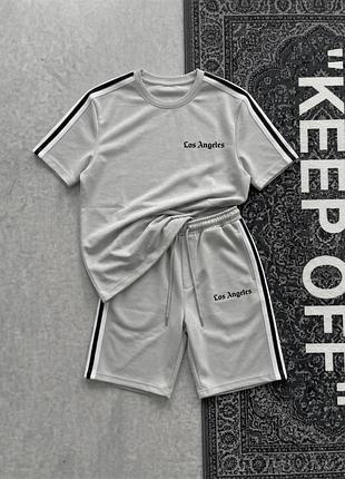 Спортивный костюм женский / мужской серый с шортами осенний весенний летний