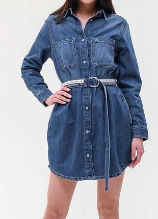 Джинсова сукня, сукня-рубашка на ґудзиках з поясом calvin klein jeans , оригінал