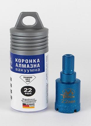 Коронка алмазная вакуумная t-nova 22 мм для керамогранита, плитки и камня (трехгранный хвостовик