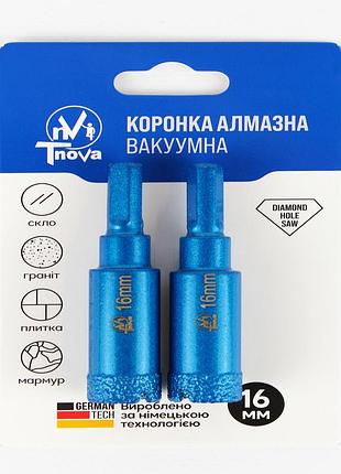 Коронка алмазная вакуумная t-nova 16 мм для керамогранита, плитки и камня (трехгранный хвостовик (2 шт/упаковка)