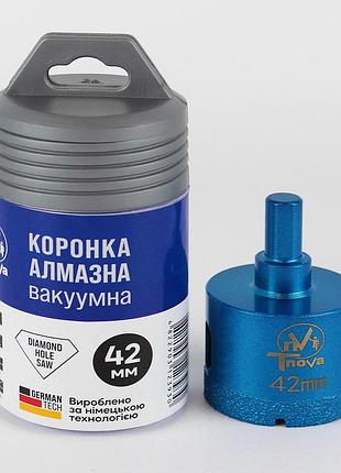 Коронка алмазная вакуумная t-nova 42 мм для керамогранита, плитки и камня (трехгранный хвостовик