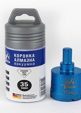 Коронка алмазная вакуумная t-nova 35 мм для керамогранита, плитки и камня (трехгранный хвостовик