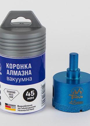 Коронка алмазная вакуумная t-nova 45 мм для керамогранита, плитки и камня (трехгранный хвостовик