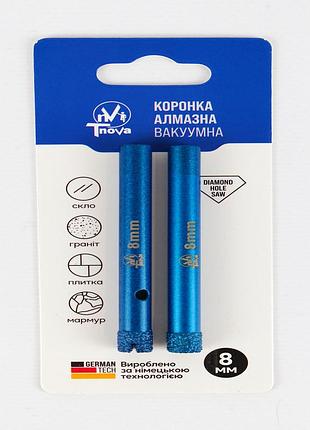 Коронка алмазная вакуумная t-nova 8 мм для керамогранита, плитки и камня (трехгранный хвостовик (2 шт/упаковка)