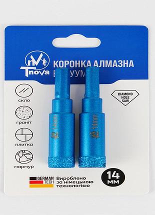 Коронка алмазная вакуумная t-nova 14 мм для керамогранита, плитки и камня (трехгранный хвостовик (2 шт/упаковка)