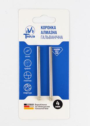 Коронка алмазная гальваническая t-nova 4 мм для плитки, керамогранита и стекла (под дрель/шуруповерт)