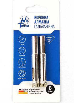 Коронка алмазная гальваническая t-nova 8 мм для плитки, керамогранита и стекла (под дрель/шуруповерт) (2 шт/упаковка)