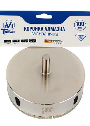 Коронка алмазная гальваническая t-nova 100 мм для плитки, керамогранита и стекла (под дрель/шуруповерт)