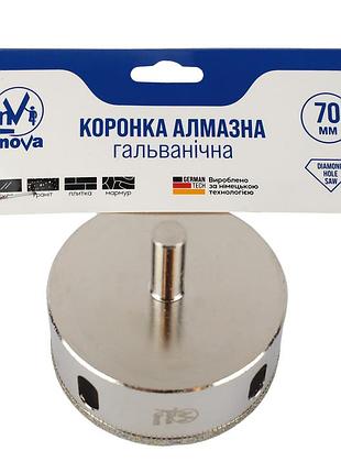 Коронка алмазная гальваническая t-nova 70 мм для плитки, керамогранита и стекла (под дрель/шуруповерт)