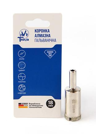Коронка алмазная гальваническая t-nova 18 мм для плитки, керамогранита и стекла (под дрель/шуруповерт)