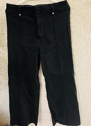 Чорні джинси палаццо zara wide leg з декоративними швами