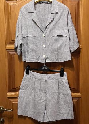 Костюм рубашка и шорты лен zara p.s