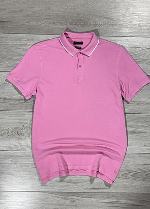 Розовая пике футболка поло машим дути massimo dutti extrafine polo pique, m, оригинал