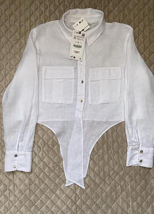 Нова лляна сорочка вкорочена zara 2