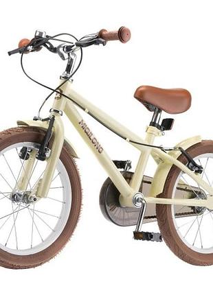 Дитячий велосипед miqilong rm 16" atw-rm16-beige бежевий | легкий, стильний ретро дизайн