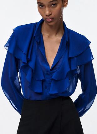 Блуза zara з воланами сорочка zara топ