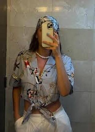 Рубашка zara женская укороченная летняя стильная модель