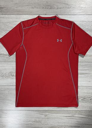 Красная спортивная футболка андер армор under armour red style heatgear, l, оригинал