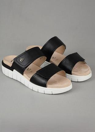 Шлепанцы женские caprice mule черные кожаные мюли сабо босоножки сланцы обувь летний оригинал 39 р/25 см clarks rieker gabor geox