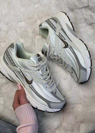Кроссовки найк, nike initiator beige/white, кожаные, кроссовки кеды