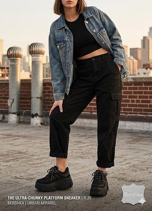 🚀 трендові масивні кросівки bershka на мега-платформі (чанкі / ugly shoes) р.35