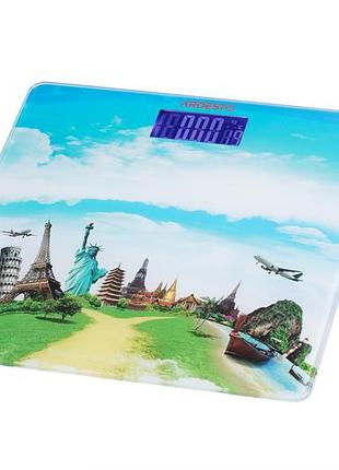 Весы напольные ardesto scb-965travel электронные до 150кг с принтом