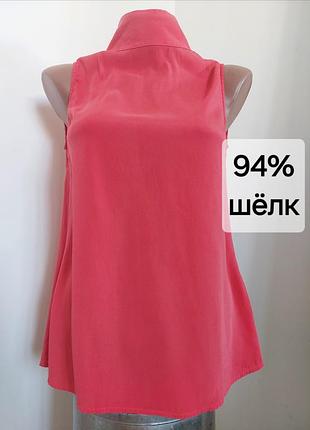 94% шёлк, шелковая блуза без рукавов, хс-с