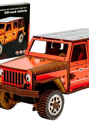 Конструктор арт-25162 "джип wrangler" деревянный, размер 25х11х11 см puzzleok