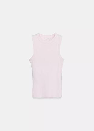 Майка в рубчик zara бавовняна пастельно-рожева