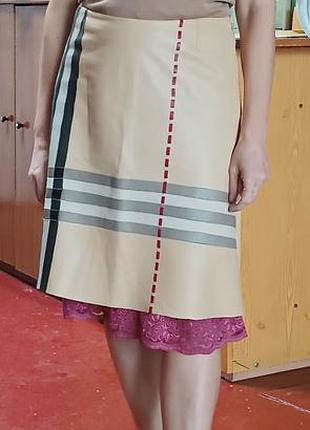 Ексклюзина шкіряна спідниця burberry london (a-line leather skirt), оригінал
