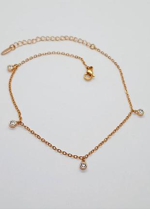 Браслет на ногу медзолото xuping jewelry 18k. 22- 27 см.