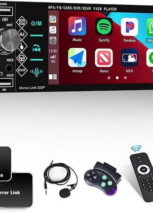 Camecho - автомагнитола 1 din с carplay и android auto, 5.1" ips экран, bluetooth, fm, usb, aux, tf, камера заднего вида