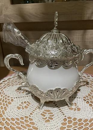 Сахарница керамическая в металле