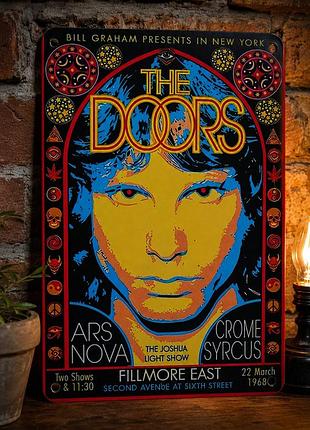 Металлическая винтажная табличка «the doors. джим моррисон» (винтажная рок-афиша fillmore east 1968), табличка 14х20 см