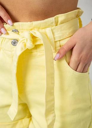 Жіночі джинсові шорти oversize лимонного кольору🍋