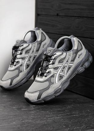 Кроссовки мужские asics gel nyc серые зимние термо подкладка замшевые с влагозащитой асикс зима качественные 43
