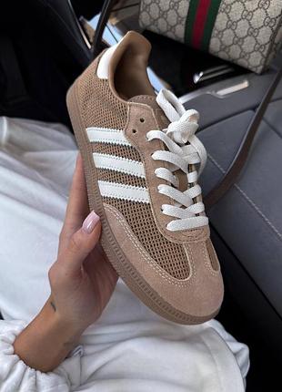 Кроссовки adidas samba og для спорта и повседневной носки светло-коричневые удобные легкие адидас самба