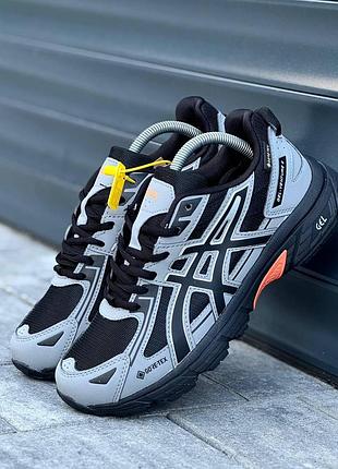 Мужские кроссовки asics gel-venture 6 gore-tex серые зимние кожаные термо подкладка с влагозащитой асикс зима кордура качественные