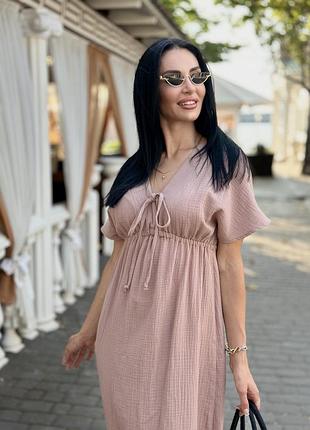 Длинное муслиновое платье lira 54-56, капучино
