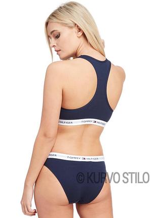 Женский комплект нижнего белья tommy hilfiger (топ + трусы слипы), цвет синий m